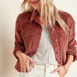 Old Navy pink/ rose corduroy cropped button up jacket